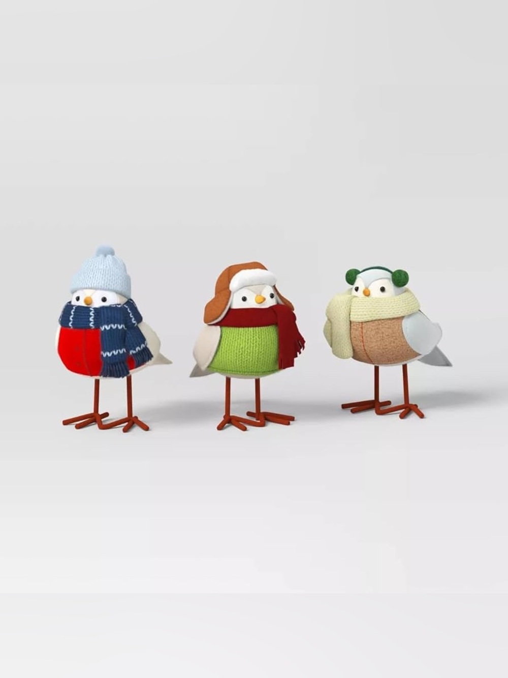 3pc Featherly Friends Mini Fabric Christmas Bird Figurine - Wondershop Natural